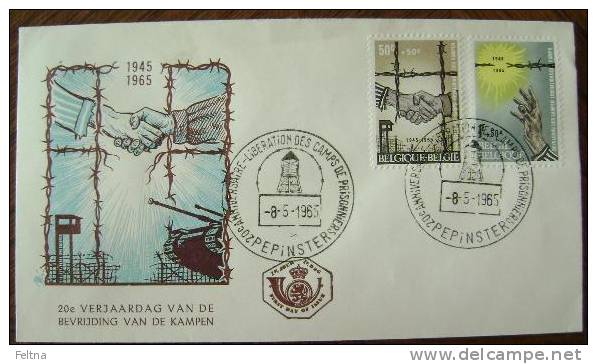 1965 BELGIUM FDC 1 LIBERATION OF CONCENTRATION CAMPS - Militaria