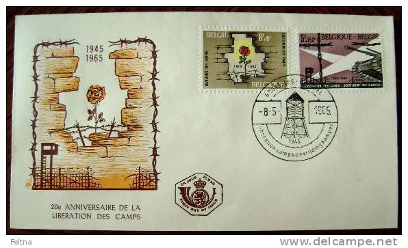 1965 BELGIUM FDC 2 LIBERATION OF CONCENTRATION CAMPS - Militaria