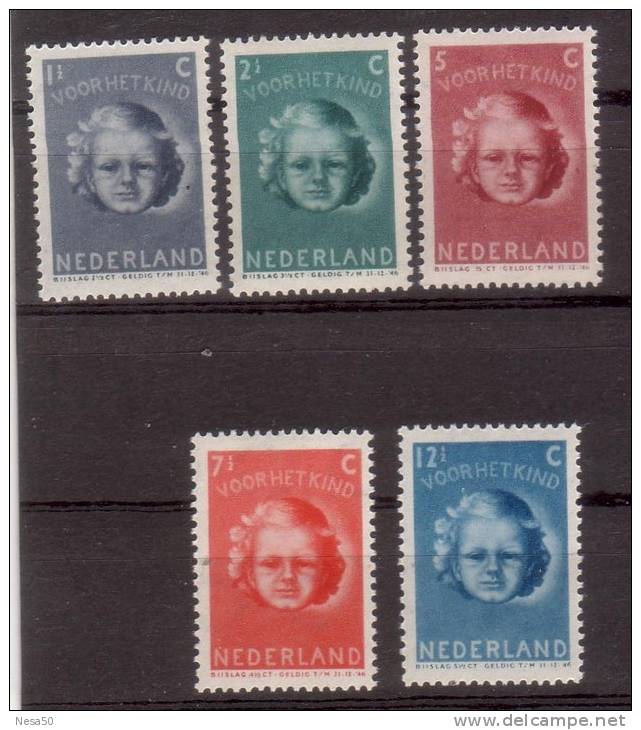 Nederland 1945 Nvph  Nr 444-448, Mi Nr 444 - 448,  Kinderzegels - Unused Stamps