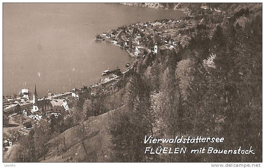FLÜELEN Mit Bauenstock Schöner BRUNNEN Stempel 1955 - Bauen
