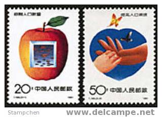 China 1991 T160 Family Planning Stamps Apple Butterfly Heart Hand Fruit - Neufs