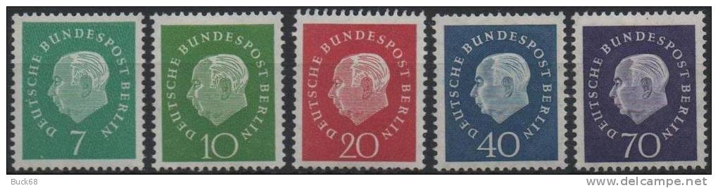 ALLEMAGNE BERLIN  162A à 166 ** MNH Série Complète Président Theodor HEUSS - Unused Stamps