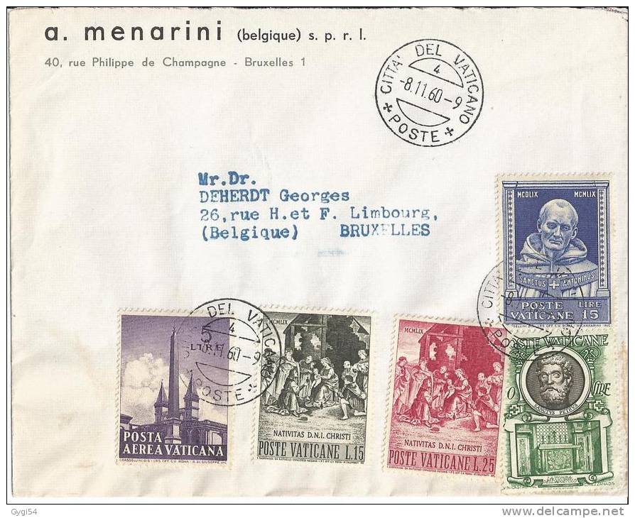 Lettre 08/11/1960 Du Vatican Vers Bruxelles - Frankeermachines (EMA)