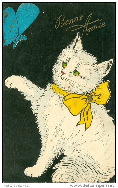 Neujahr, Katze Mit Schmetterling,  1926 - Katzen