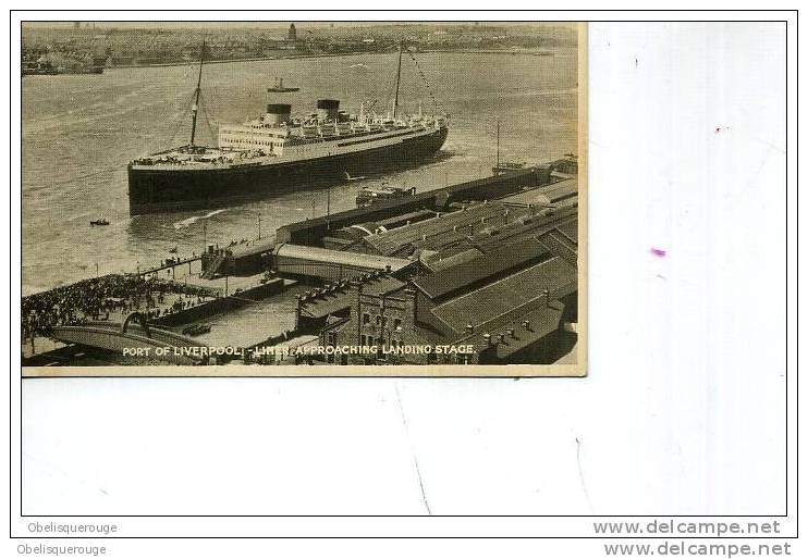 LIVERPOOL GLADSTONE  DOCKS  LINER APPROACHING LANDING STAGE  ANNEES 40/50 BATEAU ANIMATION - Liverpool