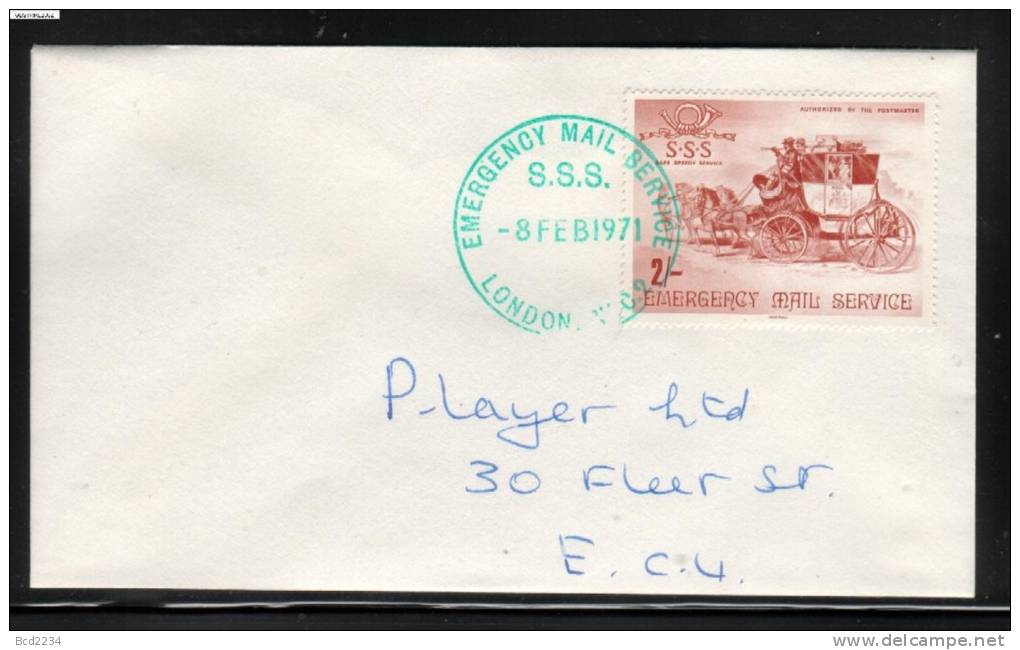 GB STRIKE MAIL COVER (SAFE SPEEDY SERVICE) 1ST ISSUE 2/- & 8/-  BELGIUM 13/2/71 HORSE CARRIAGE - Local Issues