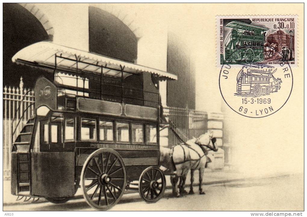 LYON JOURNEE DU TIMBRE 1969 OMNIBUS DES FACTEURS DE PARIS - Autres & Non Classés