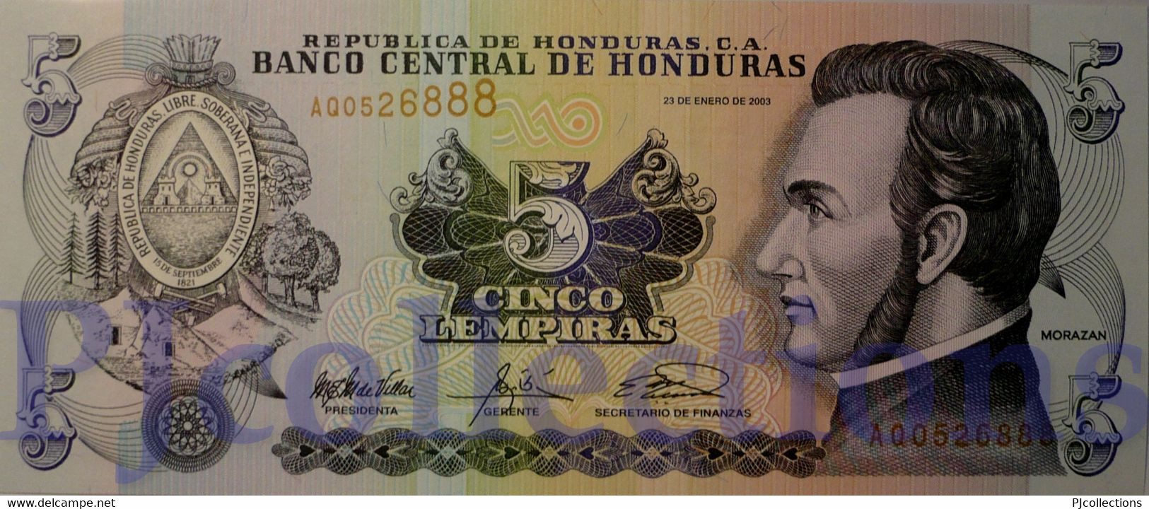 HONDURAS 5 LEMPIRAS 2003 PICK 85c UNC - Honduras