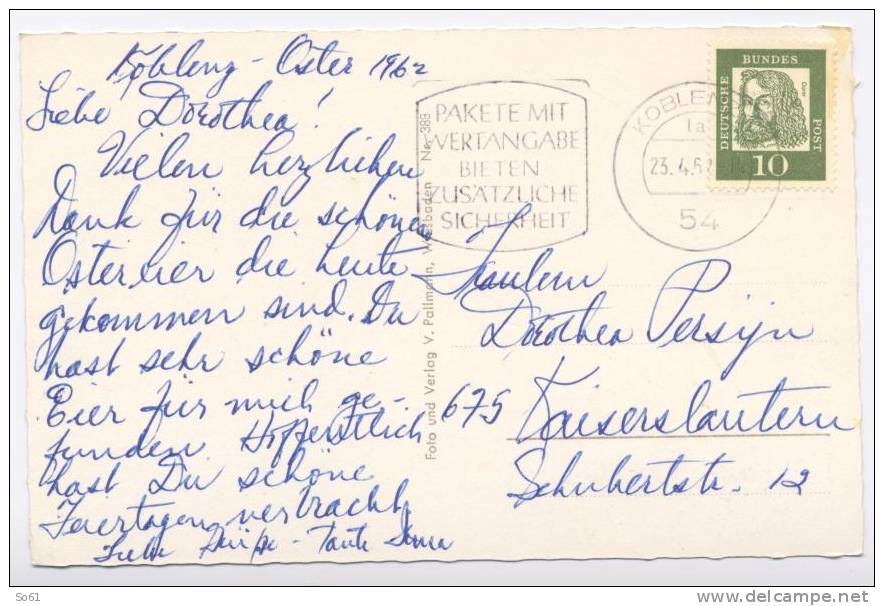 1156.   Koblenz A. Rh. - 1962 - Small Format - Koblenz