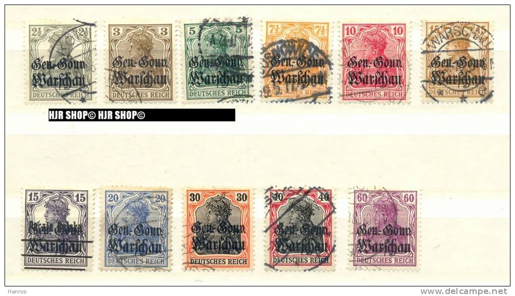 1916, Germania, Mit Schw. Bdr.-Aufdruck, MiNr.6-16 Gest., Satz 11 W - Besetzungen 1914-18