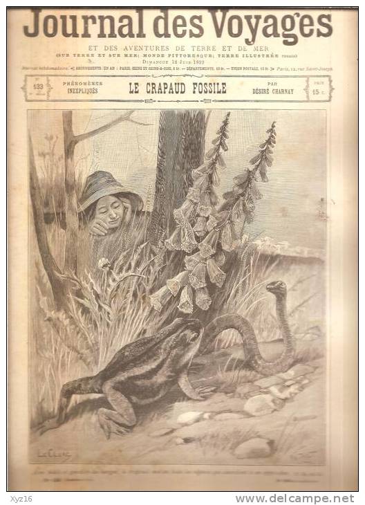 JOURNAL DES VOYAGES N° 133  18 Juin  1899  LE CRAPAUD FOSSILE - Magazines - Before 1900