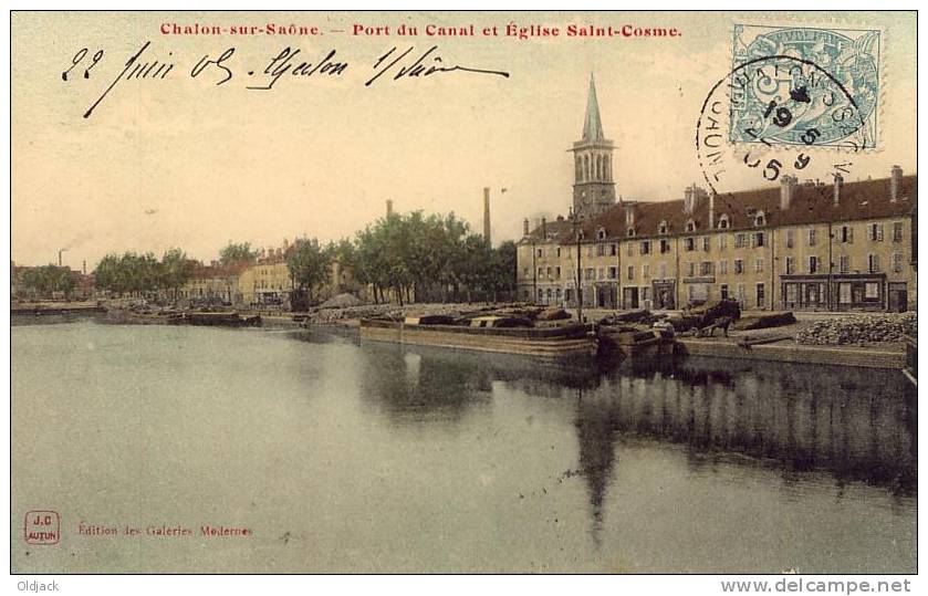 CHALON-sur-SAONE Port Du Canal Et Eglise Saint-Cosme - Chalon Sur Saone