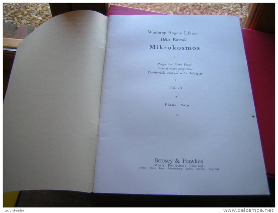 BELA BARTOK MIKROKOSMOS VOL  3  PIANO SOLO  BOOSEY & HAWKES  PARTITIONS MUSICALES PIECES DE PIANO PROGRESSIVES - Musik