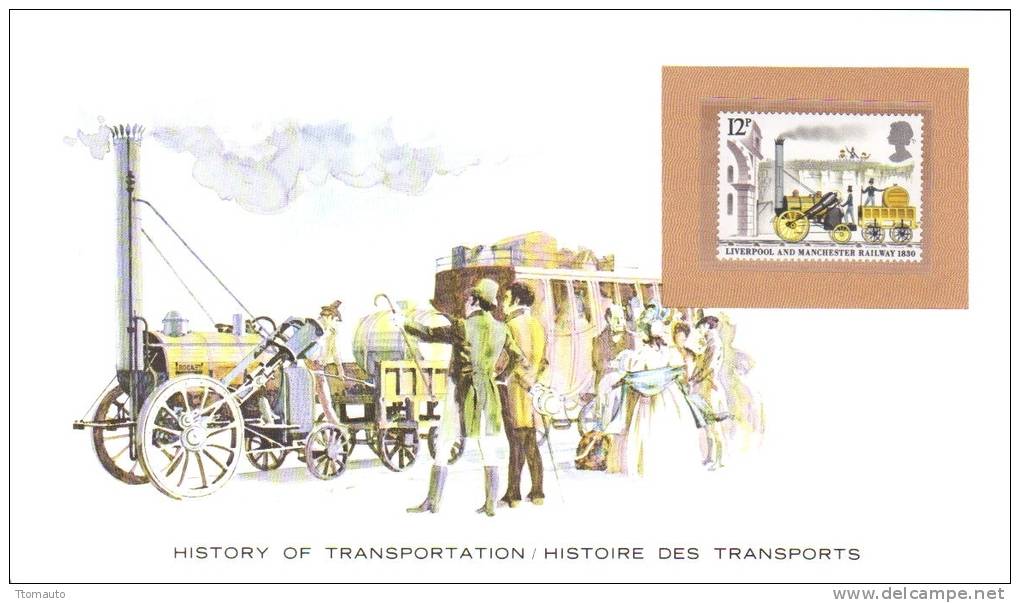 History Of Transportation Display Card - Mint GB Stamp  -   STEPHENSON´S ROCKET - Treni