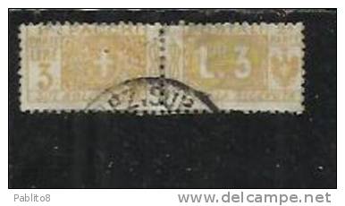 ITALY KINGDOM ITALIA REGNO PACCHI POSTALI PARCEL POST 1914 - 1922  NODO DI SAVOIA LIRE 3 USATO USED OBLITERE' - Pacchi Postali