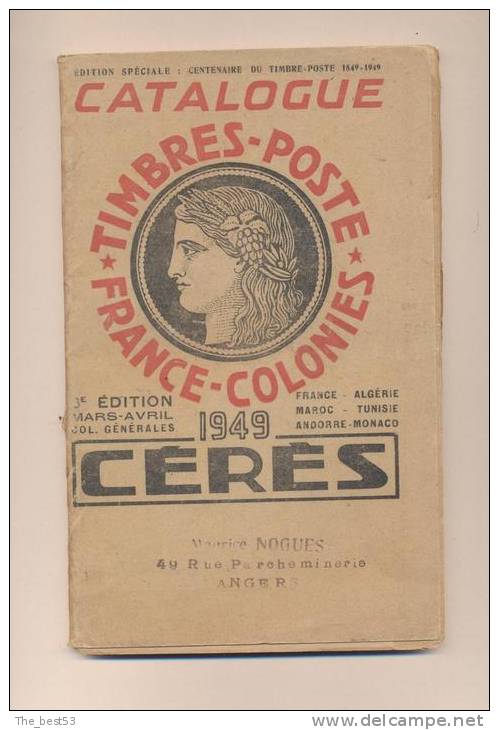 Catalogue De Timbres Poste France Colonies  -  Cérès  -  1949 - France