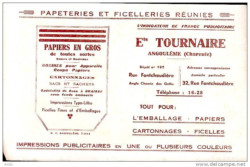 Papiers En Gros Ets Tournaire Angoulème - Papierwaren