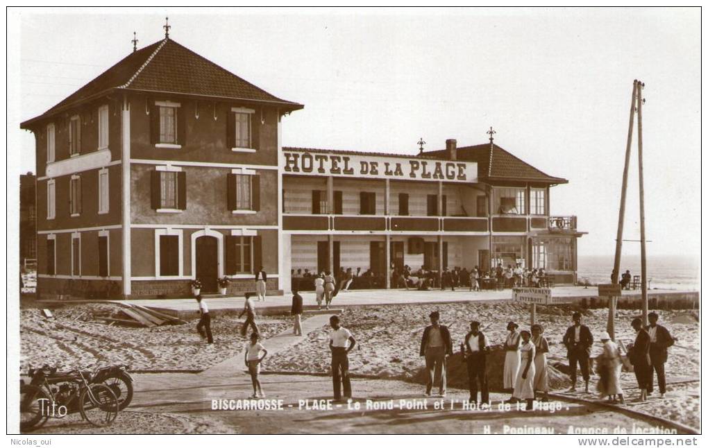 40 - BISCARROSSE PLAGE - Le Rond Point Et L´hotel De La Plage. - Biscarrosse