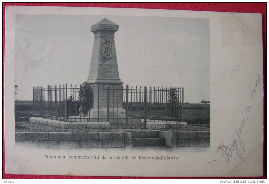 Dep 45 , Cpa BEAUNE La ROLANDE , Monument Commémoratif De La Bataille De Beaune  (08) - Beaune-la-Rolande