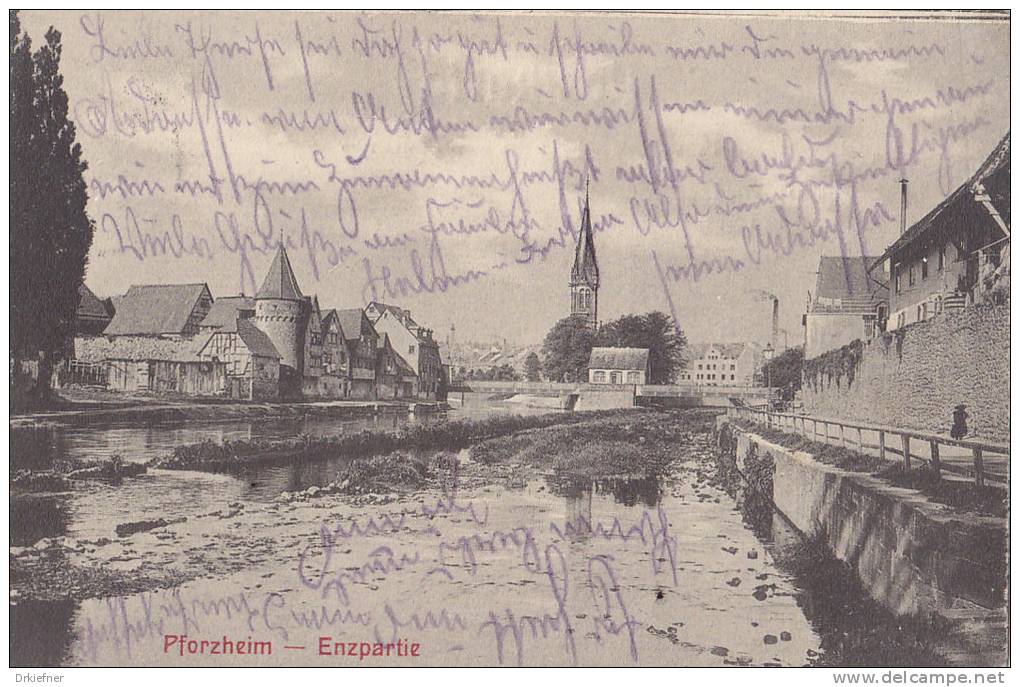 PFORZHEIM, Enzpartie, Stempel: Pforzheim 18.2..1907 Nach Karlsruhe - Pforzheim