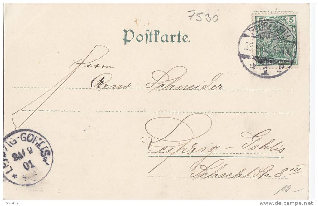 PFORZHEIM, Schelmenturm Und Neue Stadtkirche, Stempel: Pforzheim 23.9.1901 Nach Leipzig Gohlis - Pforzheim