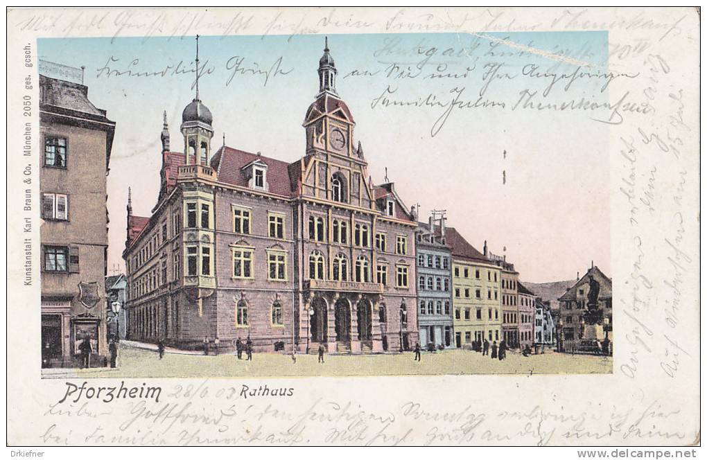 PFORZHEIM, Rathaus, Stempel: Pforzheim 28.6.1903 Nach Weimar - Pforzheim