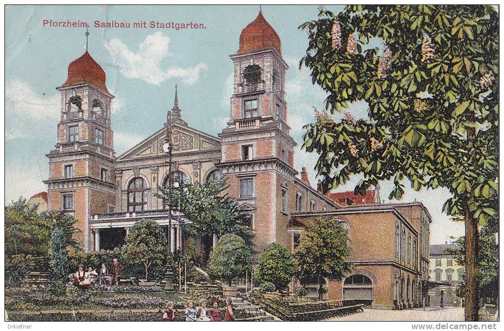 PFORZHEIM, Saalbau Mit Stadtgarten, Blühende Kastanie, Stempel: Pforzheim 15.12.1908 Nach Karlsbad - Pforzheim