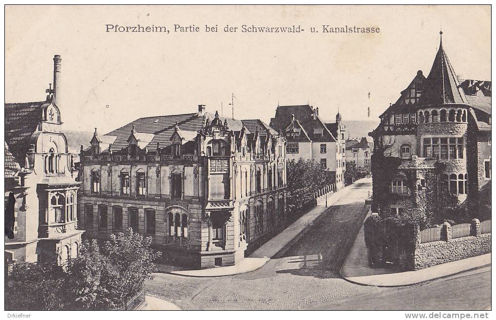 PFORZHEIM, Schwarzwaldstraße Und Kanalstraße, Feldpost, Stempel: Pforzheim 26.12.1917 Nach Ummendorf - Pforzheim