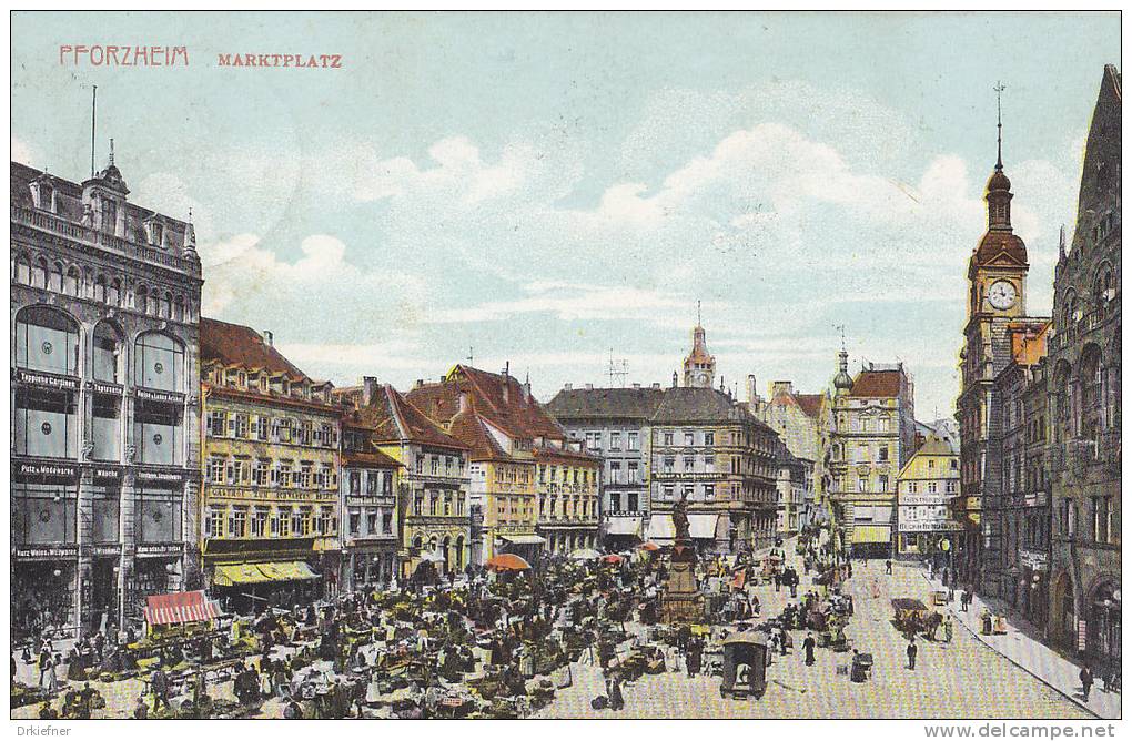 PFORZHEIM, Markttreiben Auf Dem Marktplatz, Stempel: Pforzheim 19.7.1911 Nach Pforzheim - Pforzheim