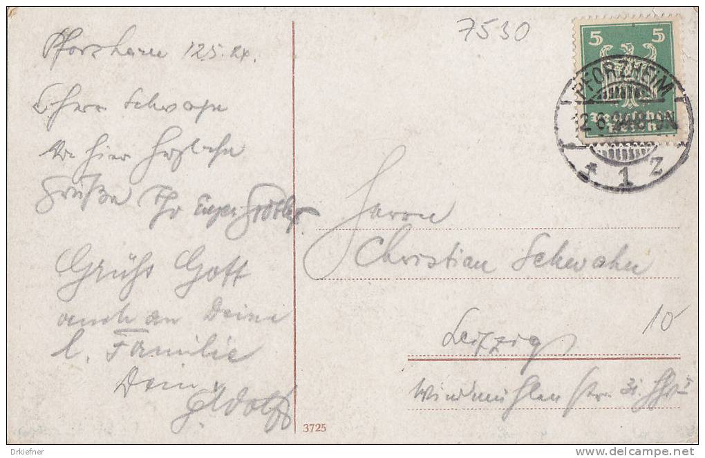 PFORZHEIM, Weg Entlang Der Enz, Stempel: Pforzheim 12.6.1924 Nach Leipzig - Pforzheim