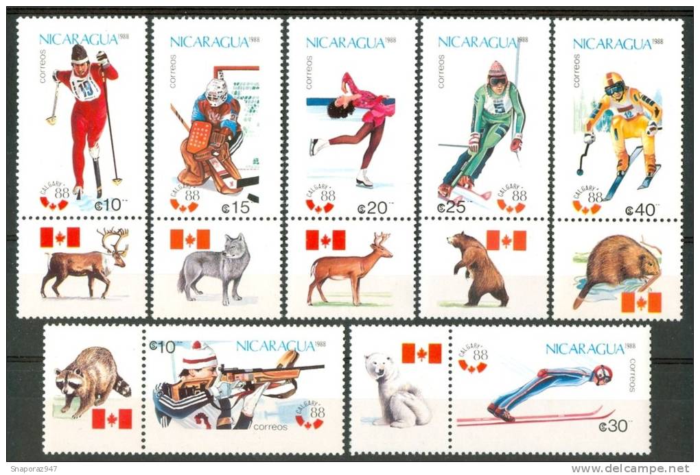 1988 Nicaragua "Calgary 88" Giochi Olimpici Olympic Games Jeux Olympiques Set MNH** B529 - Invierno 1988: Calgary