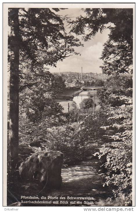 PFORZHEIM, Auerbach Denkmal Mit Blick Auf Die Stadt, Stempel: Pforzheim 4.9.1935 - Pforzheim