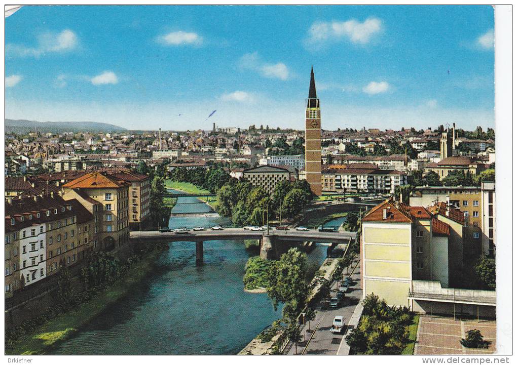 PFORZHEIM, Zusammenfluss Von Enz Und Nagold Mit Neuer Stadtkirche, Um 1975 - Pforzheim