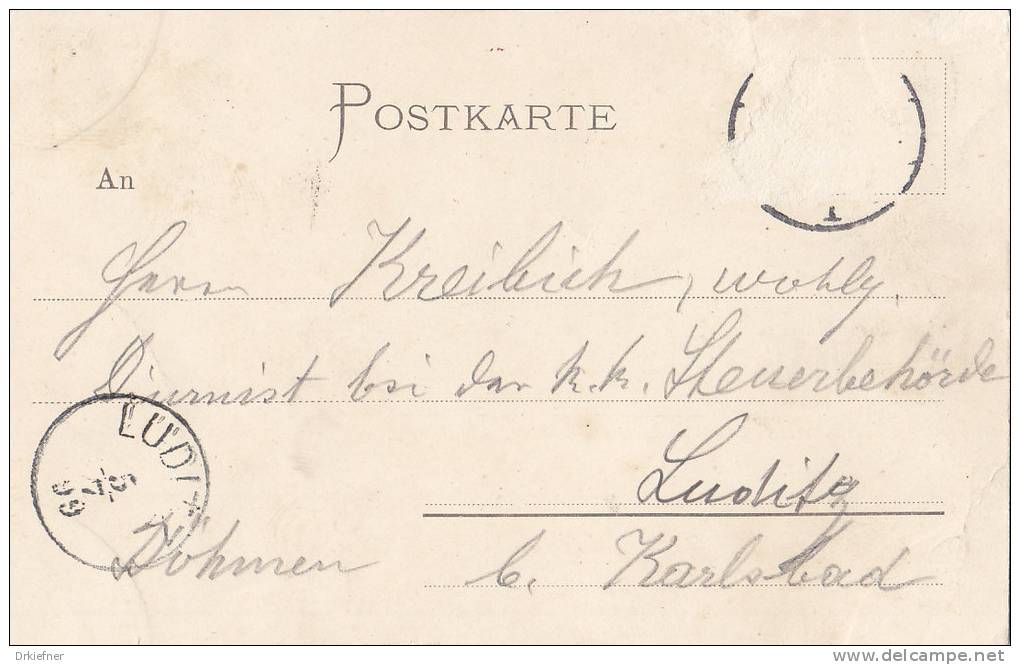 Gruss Aus PFORZHEIM, Rathaus, Stempel: Pforzheim 4.6.1899 Nach Luditz - Greetings From...