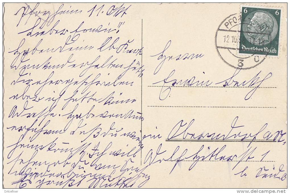 PFORZHEIM, Kupferhammer, Stempel: Pforzheim 12.10.1936 - Pforzheim