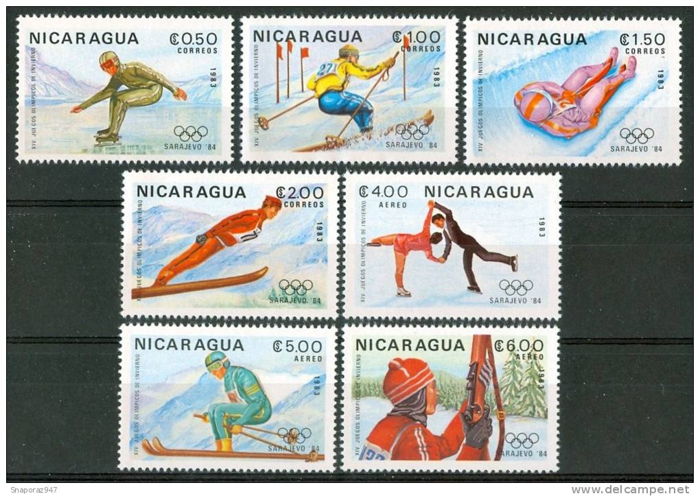 1983 Nicaragua "Sarajevo 84" Giochi Olimpici Olympic Games Jeux Olympiques Set MNH** B530 - Winter 1984: Sarajevo