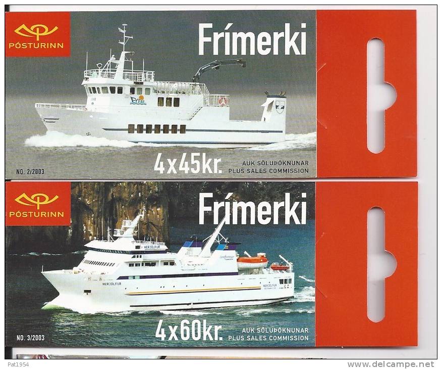 Carnets D´Islande 2003 Bateaux Ferries  N° C 962 Et 964 Oblitérés (cancelled) - Markenheftchen