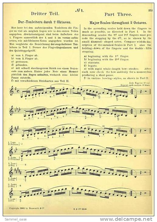 Ca. 1903 Notenheft  -  Violinenschule  Bosworth Edition No. 120 Von Hennig - E. Kross - Varia