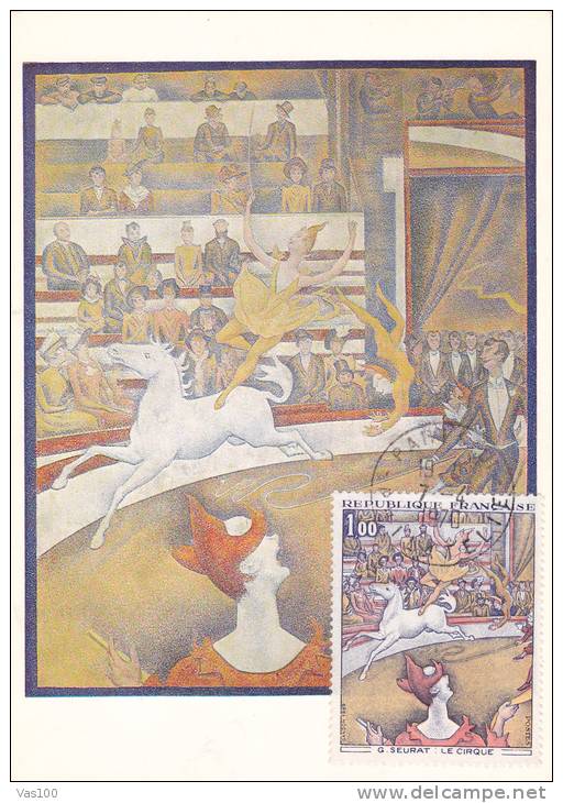 CIRCUS,1970 CM. MAXI CARD, CARTES MAXIMUM, FRANCE. - Cirque