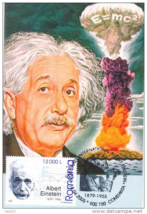 ALBERT ENISTEIN INTERNATIONAL YEAR, CONSTANTA, 2005, CM. MAXI CARD, CARTES MAXIMUM, ROMANIA - Albert Einstein