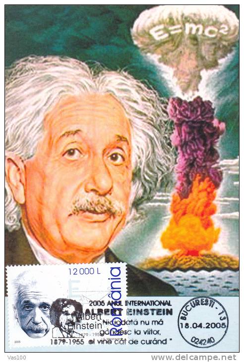 ALBERT ENISTEIN INTERNATIONAL YEAR, 2005, CM. MAXI CARD, CARTES MAXIMUM, ROMANIA - Albert Einstein