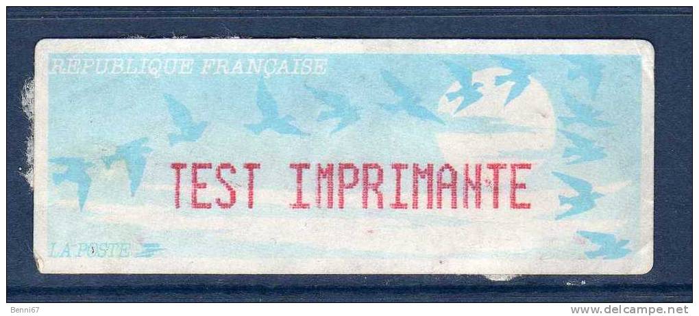FRANCE Distributeurs 1990 TEST IMPRIMANTE - 1990 Type « Oiseaux De Jubert »