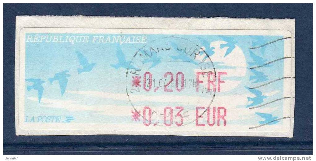 FRANCE Distributeurs 1999 Francs Euros - 1990 « Oiseaux De Jubert »