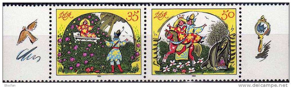 W616 Märchen 1984 Von Klemke DDR 2918+19 ZD ** 1€ Variante+TAB Puschkin Zarentochter Und 7 Recken Se-tenant Of Germany - Se-Tenant