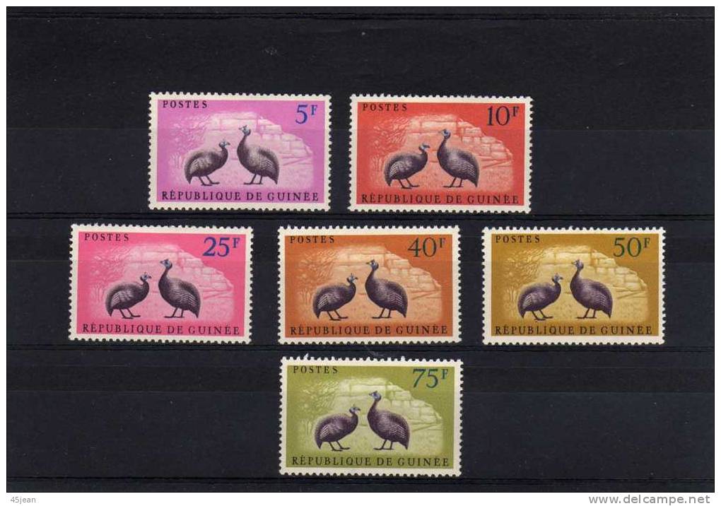 Guinée: 1961 Belle Série Pintades Complète Légères Charnières - Collections, Lots & Series