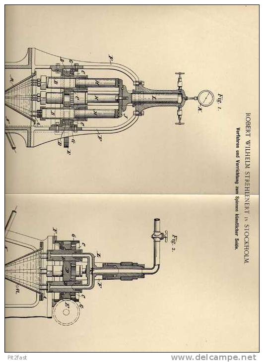 Original Patentschrift - Maschine Zum Spinnen Von Seide , 1897 ,R. Strehlenehrt In Stockholm , Spinnerei !!! - Máquinas