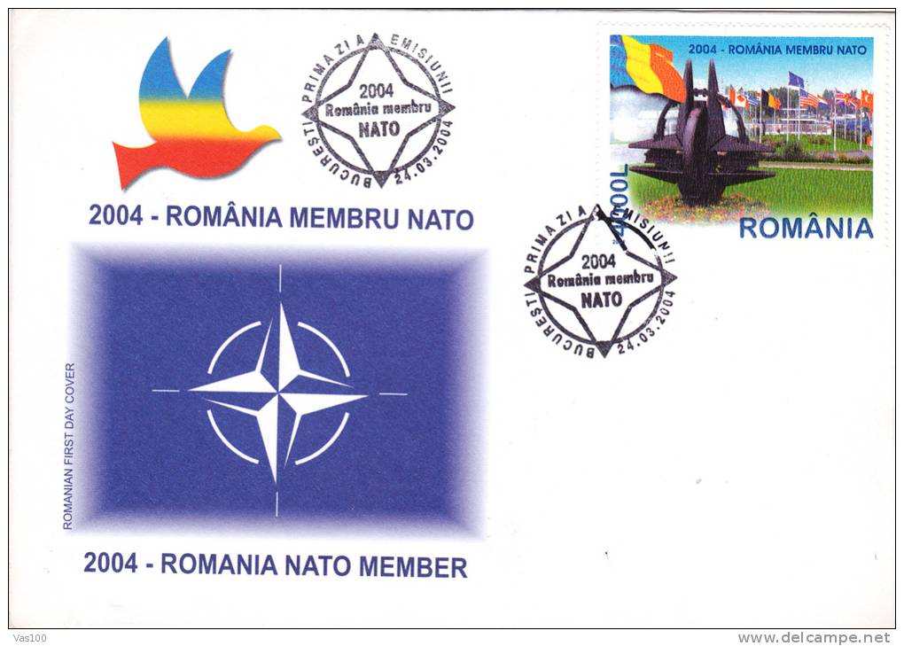 ROMANIA, NATO MEMBER, 2004, SPECIAL COVER, OBLITERATION CONCORDANTE, ROMANIA - OTAN