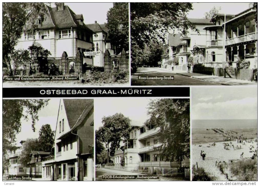 AK Graal-Müritz: R.-Luxemburg-Str, K.-Marx-Str, Kreislaufsanatorium, 1976 - Graal-Müritz