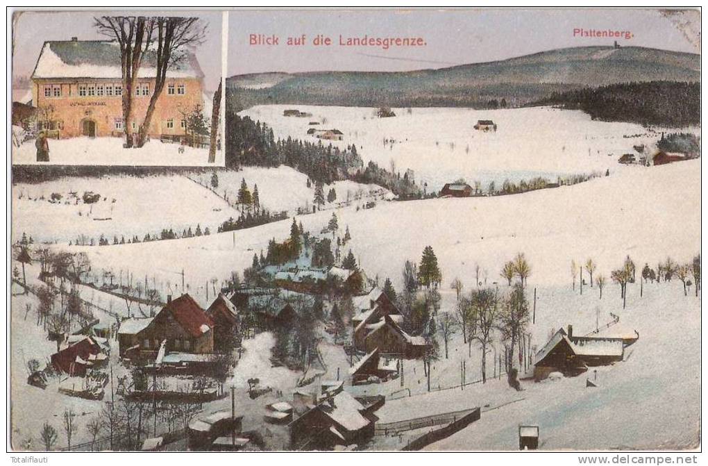 Johanngeorgenstadt Erzgebirge Gasthof Unterjugel Color Blick Auf Die Landesgrenze Winter Schnee - Johanngeorgenstadt