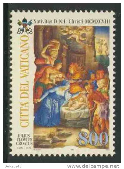 Vatican Vaticano 1998 Mi 1262 ** "Nativity" By Giorgio Giulio Clovio (1498-1578), Miniature Breviary "Officium Virginis" - Paintings